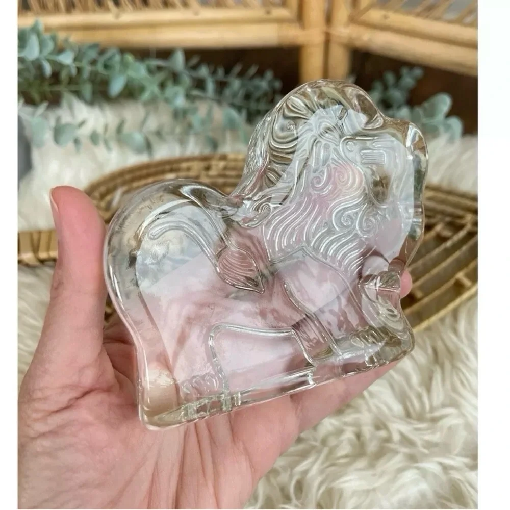 Dansk Crystal Zoo Lion Clear Glass Paperweight Naiad Einsel Mid Century Figurine